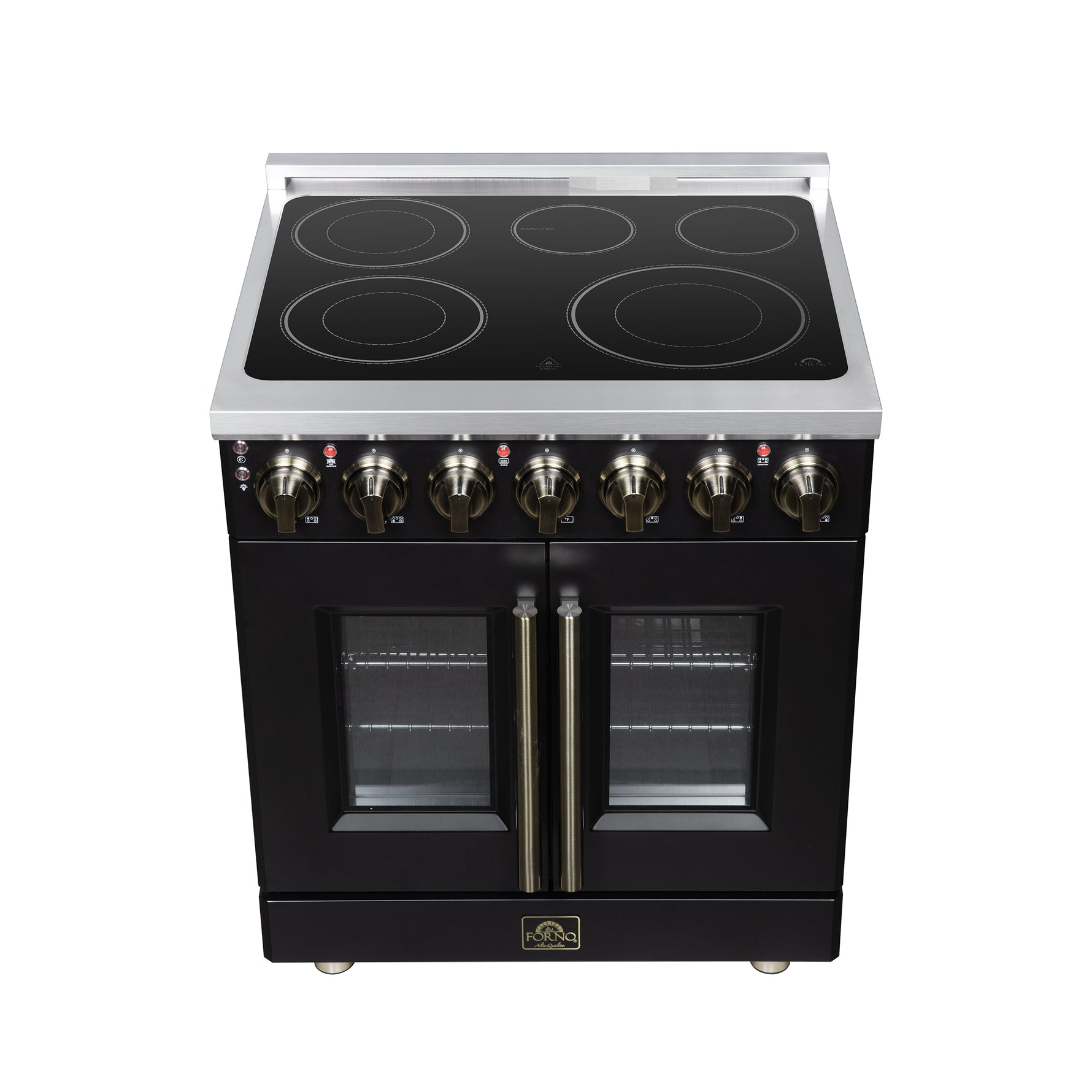 Massimo 30 Inch French Door Electric range, 5 radiant burners, 4.32 cf. True Convection oven, Air fryer kit, Black