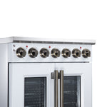 Massimo 30 Inch French Door Electric range, 5 radiant burners, 4.32 cf. True Convection oven, Air fryer kit, White