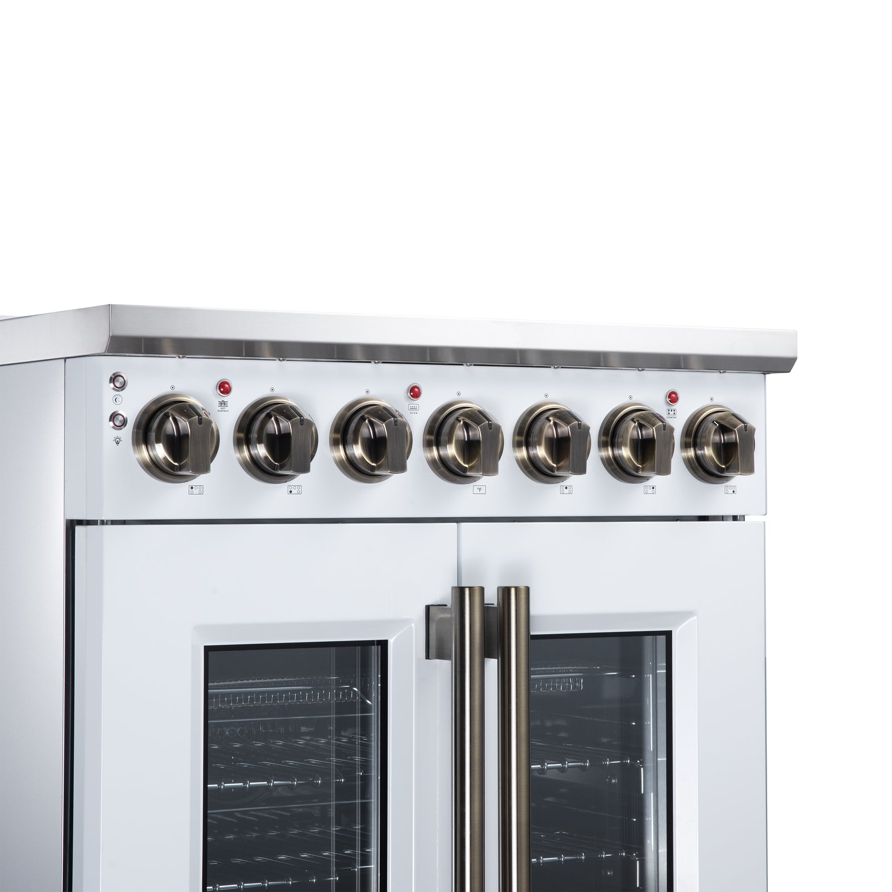 Massimo 30 Inch French Door Electric range, 5 radiant burners, 4.32 cf. True Convection oven, Air fryer kit, White