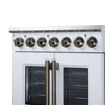 Massimo 30 Inch French Door Electric range, 5 radiant burners, 4.32 cf. True Convection oven, Air fryer kit, White