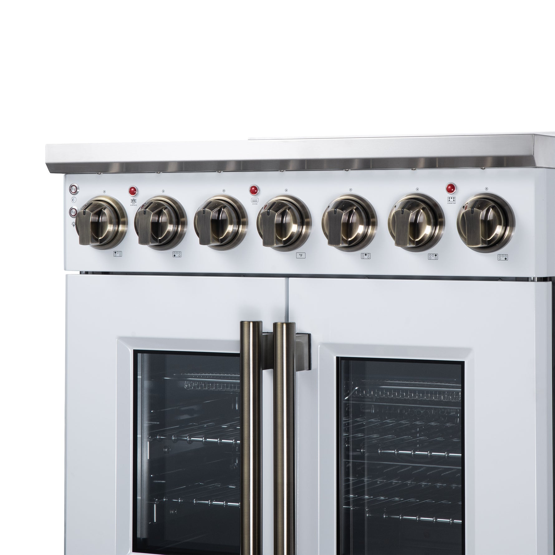 Massimo 30 Inch French Door Electric range, 5 radiant burners, 4.32 cf. True Convection oven, Air fryer kit, White
