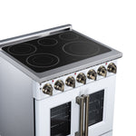 Massimo 30 Inch French Door Electric range, 5 radiant burners, 4.32 cf. True Convection oven, Air fryer kit, White