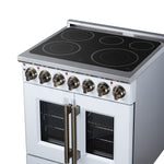 Massimo 30 Inch French Door Electric range, 5 radiant burners, 4.32 cf. True Convection oven, Air fryer kit, White