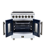 Massimo 30 Inch French Door Electric range, 5 radiant burners, 4.32 cf. True Convection oven, Air fryer kit, White