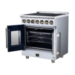 Massimo 30 Inch French Door Electric range, 5 radiant burners, 4.32 cf. True Convection oven, Air fryer kit, White