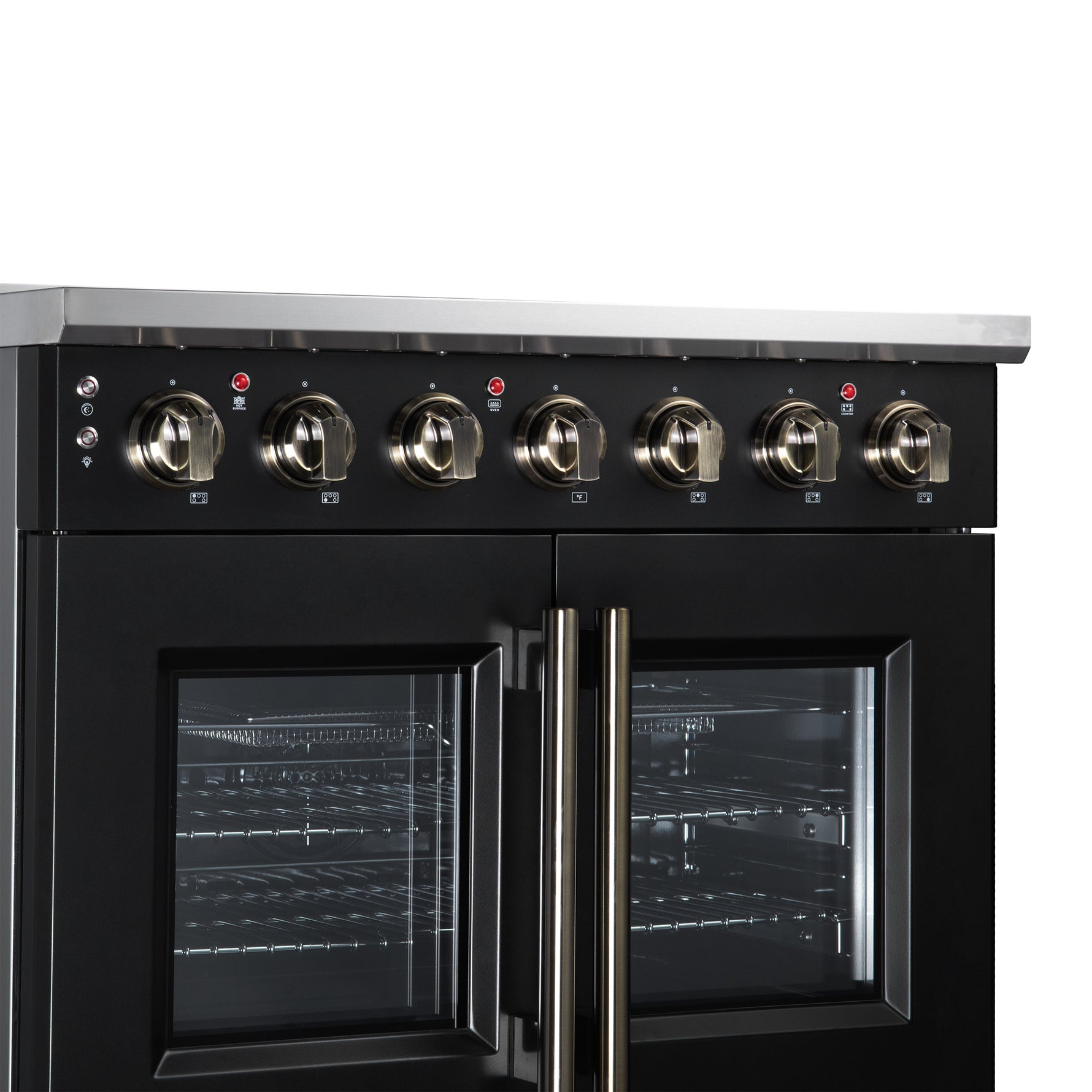 Massimo 36 Inch French Door Electric range, 5 radiant burners, 5.36 cf. True Convection oven, Air fryer kit, Black