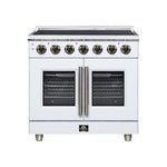 Massimo 36 Inch French Door Electric range, 5 radiant burners, 5.36 cf. True Convection oven, Air fryer kit, White