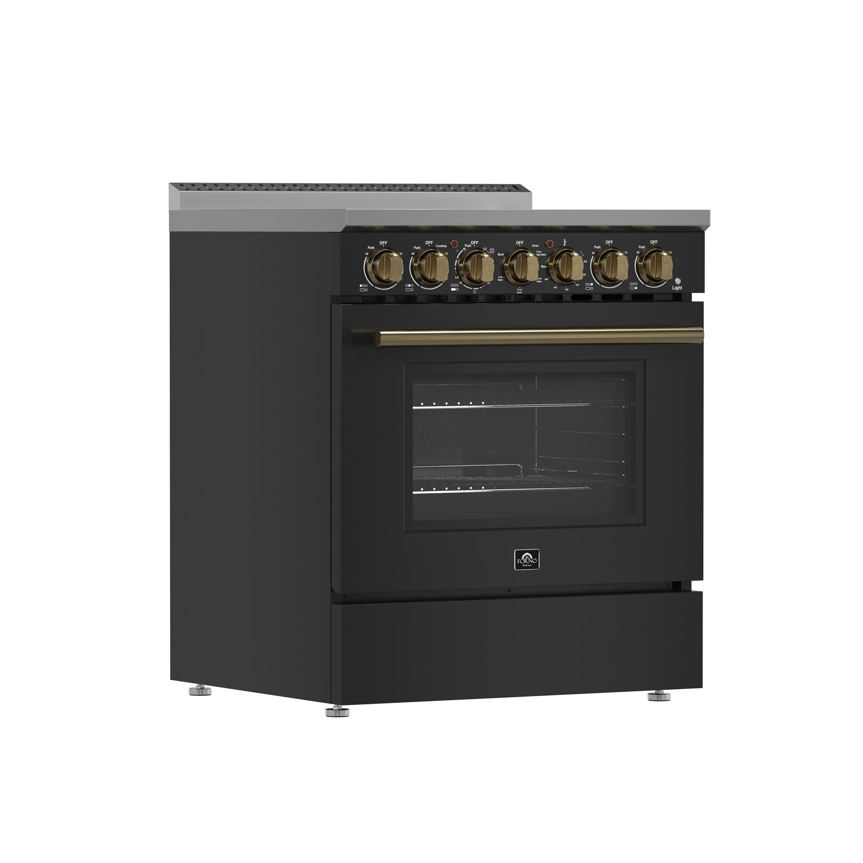 Forno Paolo 30-Inch Freestanding Electric Range, Black, 4.38 cu.ft, True Convection Oven, Energy Efficient - BonPrix Électroménagers