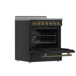 Forno Paolo 30-Inch Freestanding Electric Range, Black, 4.38 cu.ft, True Convection Oven, Energy Efficient - BonPrix Électroménagers