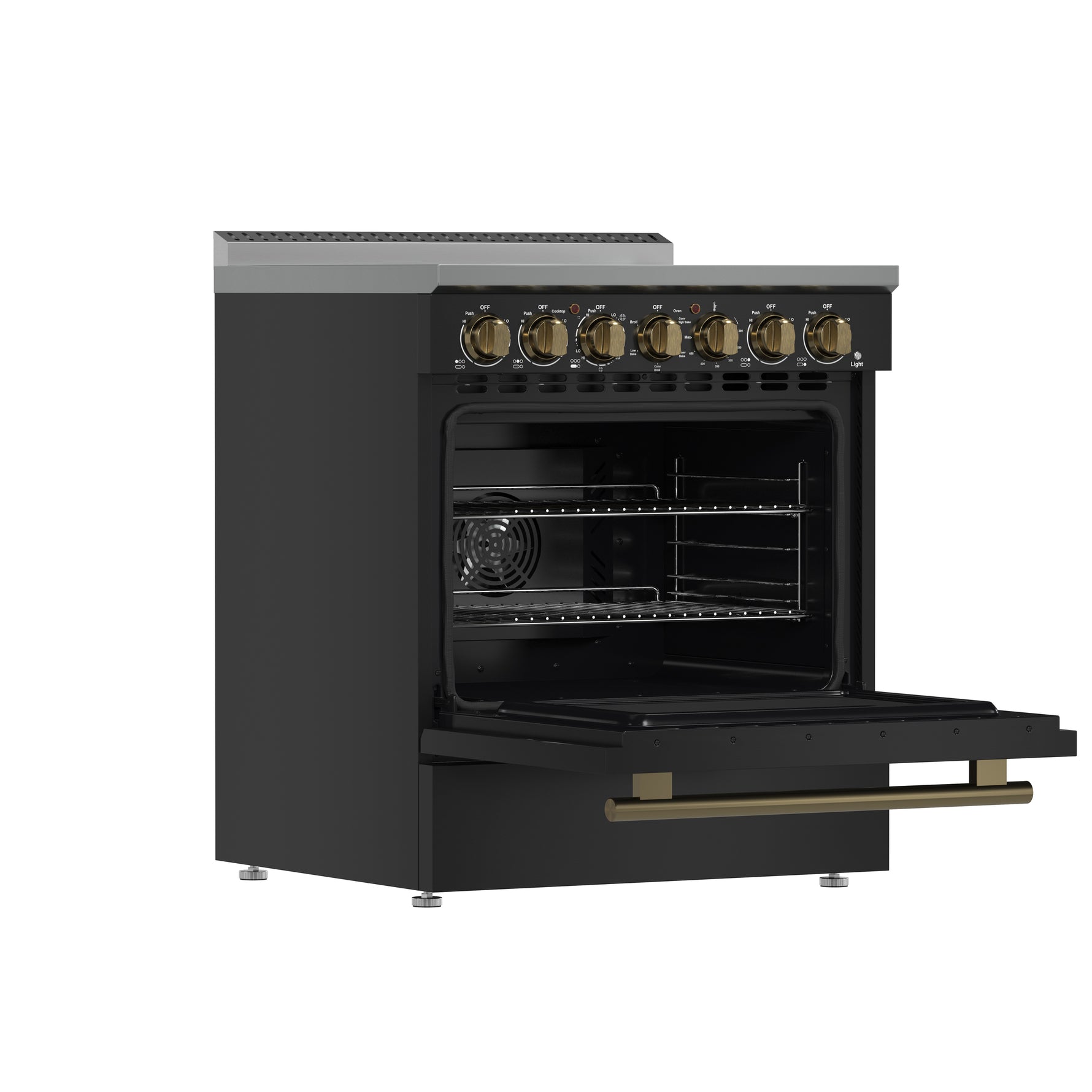 Forno Paolo 30-Inch Freestanding Electric Range, Black, 4.38 cu.ft, True Convection Oven, Energy Efficient - BonPrix Électroménagers