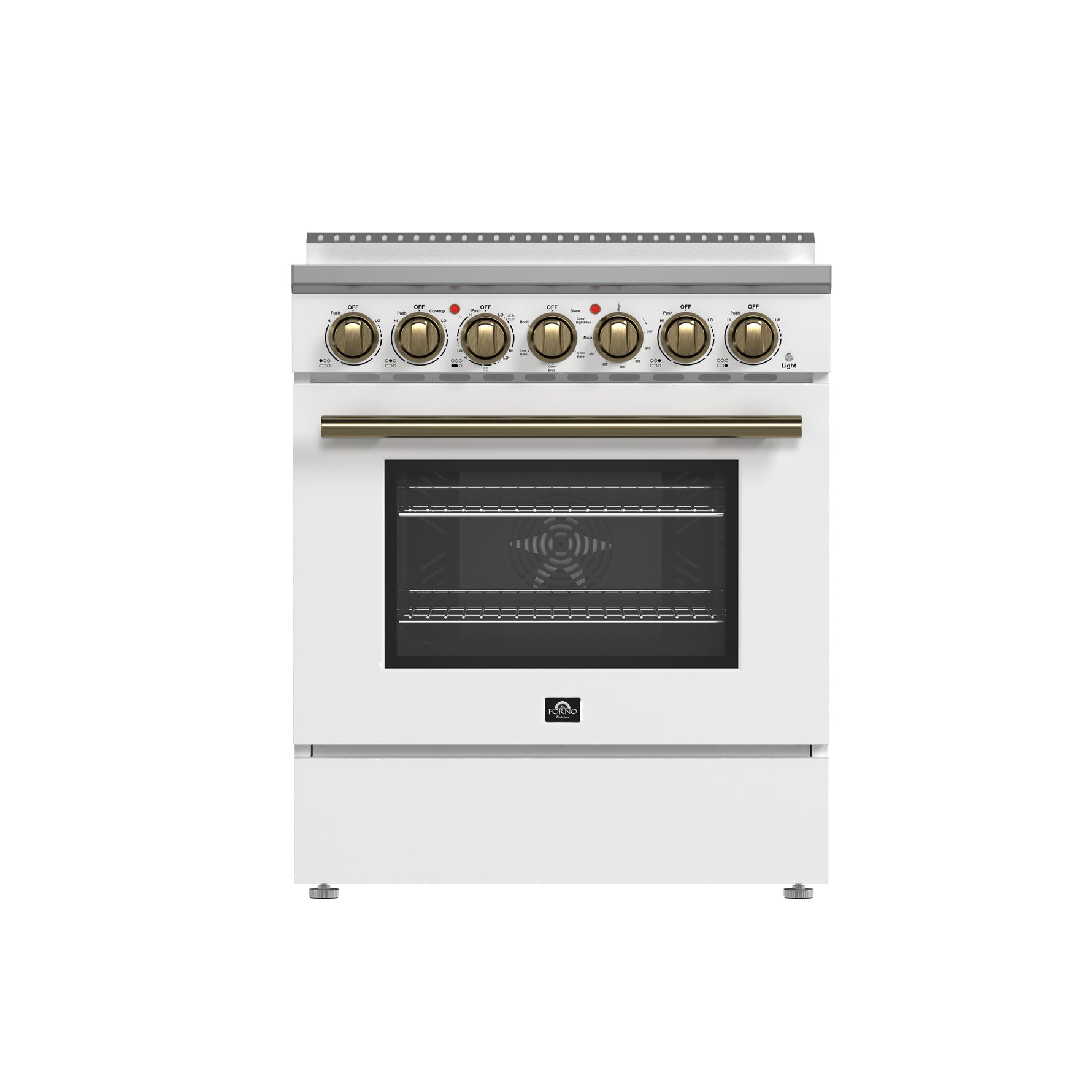 Forno Paolo 30-Inch Freestanding Electric Range, White, 4.38 cu.ft, True Convection Oven, Energy Efficient - BonPrix Électroménagers