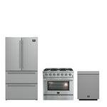 FORNO Premium 3-Piece Kitchen Bundle - Galiano 36" Gas Range, 36" French Door Refrigerator, 24" Built-In Dishwasher - FBDL-004-01CAUS - BonPrix Électroménagers