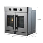 Forno Asti 30-Inch French Door Electric Wall Oven in Stainless Steel, 3.68 cu. ft. True Convection, 3,600W, Air Fry, Sous Vide, Self-Clean - BonPrix Électroménagers