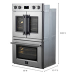 Forno Asti 30-Inch Double Electric Wall Oven with Upper French Doors in Stainless Steel, 7.36 cu. ft. Dual True Convection, 7,200W, Air Fry, Sous Vide, Self-Clean - BonPrix Électroménagers