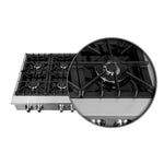 Forno Cossato Alta Qualita 48-Inch Pro-Style Gas Rangetop, Stainless Steel, 8 Sealed Burners, 107,000 BTU Total Output, Continuous Cast Iron Grates - BonPrix Électroménagers