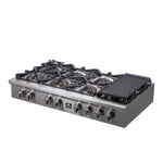Forno Spezia Alta Qualita 48-Inch Pro-Style Gas Rangetop, Stainless Steel, 8 Sealed Burners, Continuous Cast Iron Grates, High Heat Output - BonPrix Électroménagers