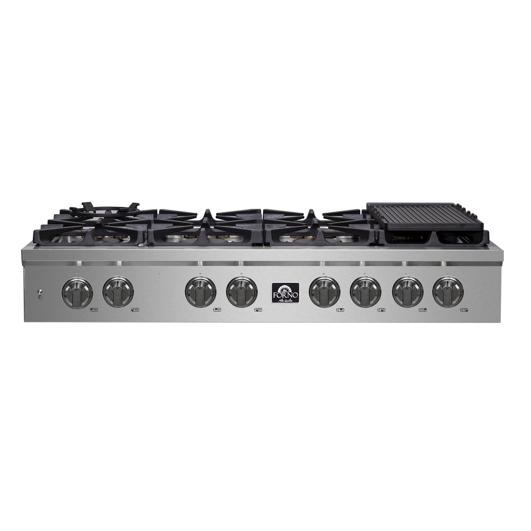 Forno Spezia Alta Qualita 48-Inch Pro-Style Gas Rangetop, Stainless Steel, 8 Sealed Burners, Continuous Cast Iron Grates, High Heat Output - BonPrix Électroménagers