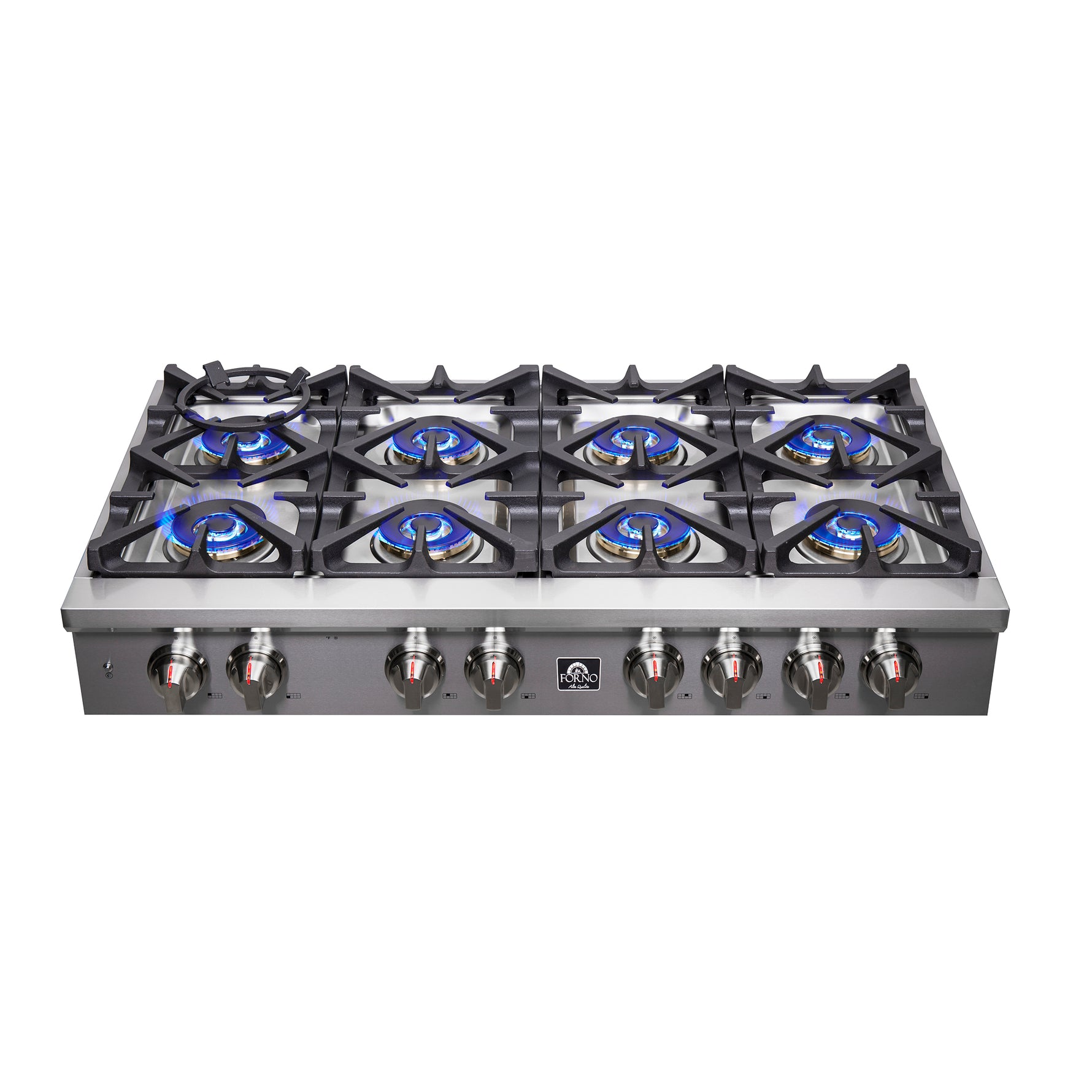 Forno Spezia Alta Qualita 48-Inch Pro-Style Gas Rangetop, Stainless Steel, 8 Sealed Burners, Continuous Cast Iron Grates, High Heat Output - BonPrix Électroménagers