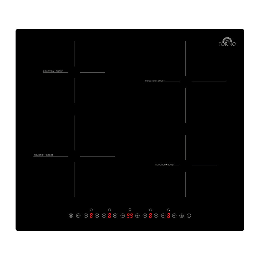 Forno Parco 24-Inch Induction Cooktop, 4 Zones, 7,200W Total Power, Touch Control, 9 Power Levels, Booster Function - BonPrix Électroménagers