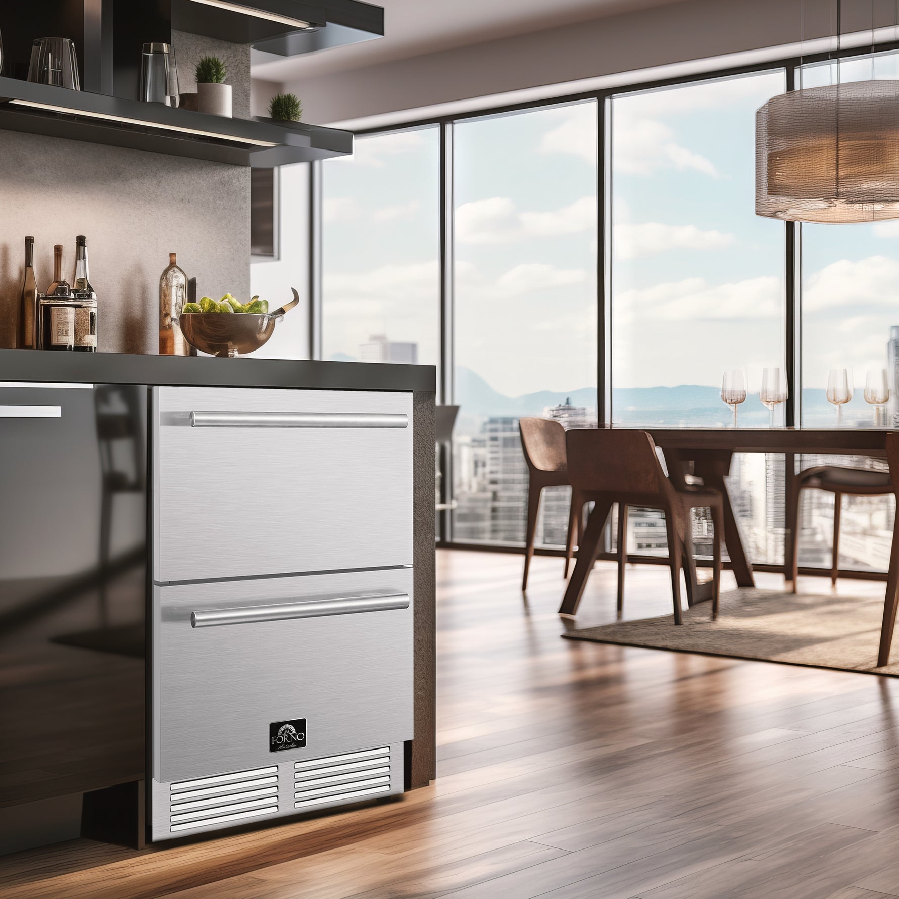Forno Cosenza 24" Built-In Indoor/Outdoor Drawer Freezer with Ice Maker, 4.69 cu.ft. - BonPrix Électroménagers