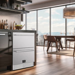 Forno Como 24-Inch Indoor Outdoor Drawer Refrigerator, 4.87 cu.ft, Stainless Steel Interior, Adjustable Shelves, LED Lighting - BonPrix Électroménagers