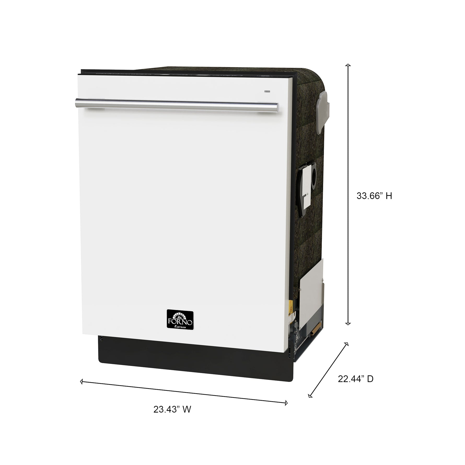 Forno Romano Espresso 24-Inch Built-In Dishwasher, White Finish, Stainless Steel Tub, 49 dBA, Energy Star Certified - BonPrix Électroménagers