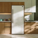 Forno Maderno 28-Inch Convertible Freezer/Refrigerator in White with Antique Brass Handle, 13.6 cu.ft. Right Swing - BonPrix Électroménagers
