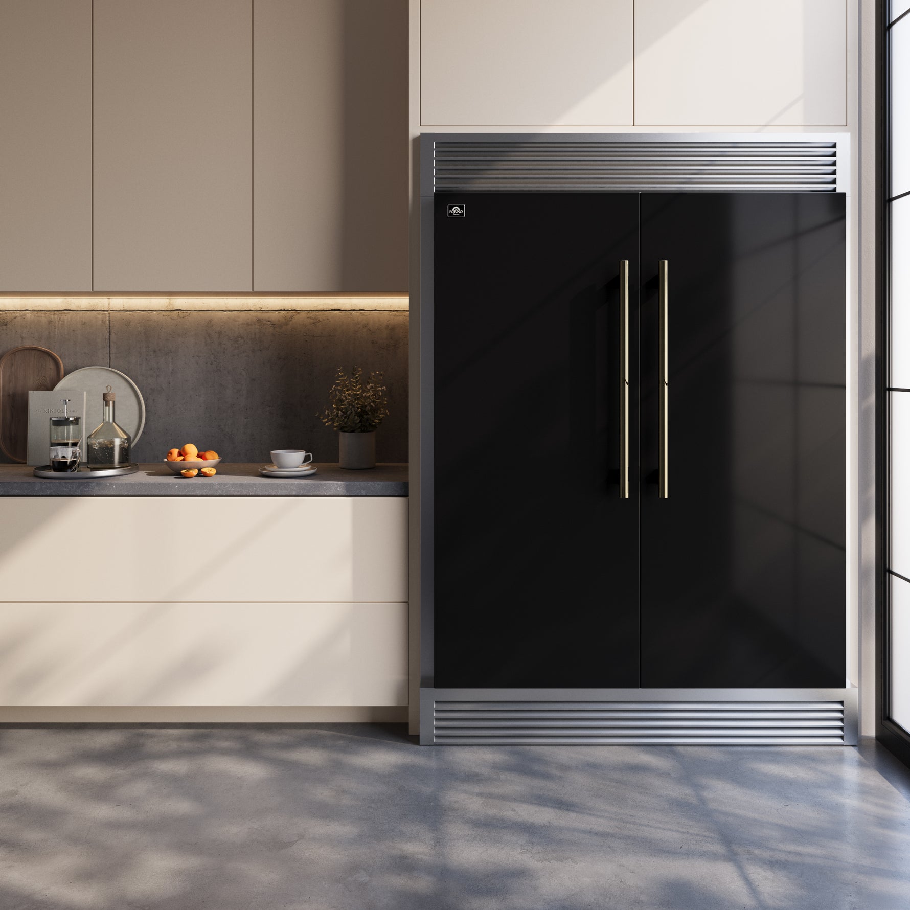 Forno Maderno 2-28-Inch Wide Convertible Refrigerator/Freezer in Black, Decorative Trim Grill, 27.2 cu.ft, 84-Inch High, ENERGY STAR Certified - BonPrix Électroménagers