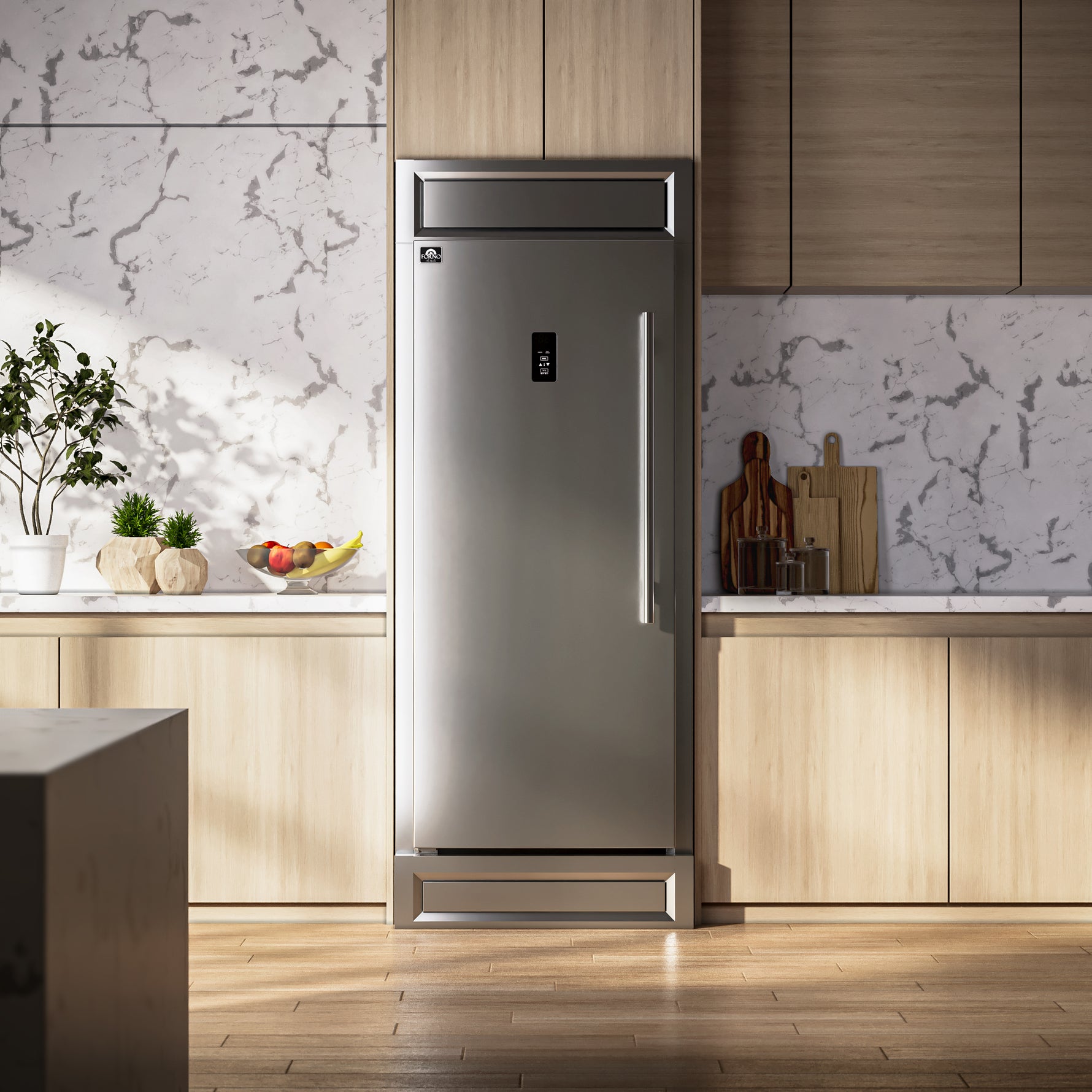 Forno Fortezza 32 Inch Left-Swing Freezer with Trim Kit, Stainless Steel, with Automatic Ice Maker - BonPrix Électroménagers