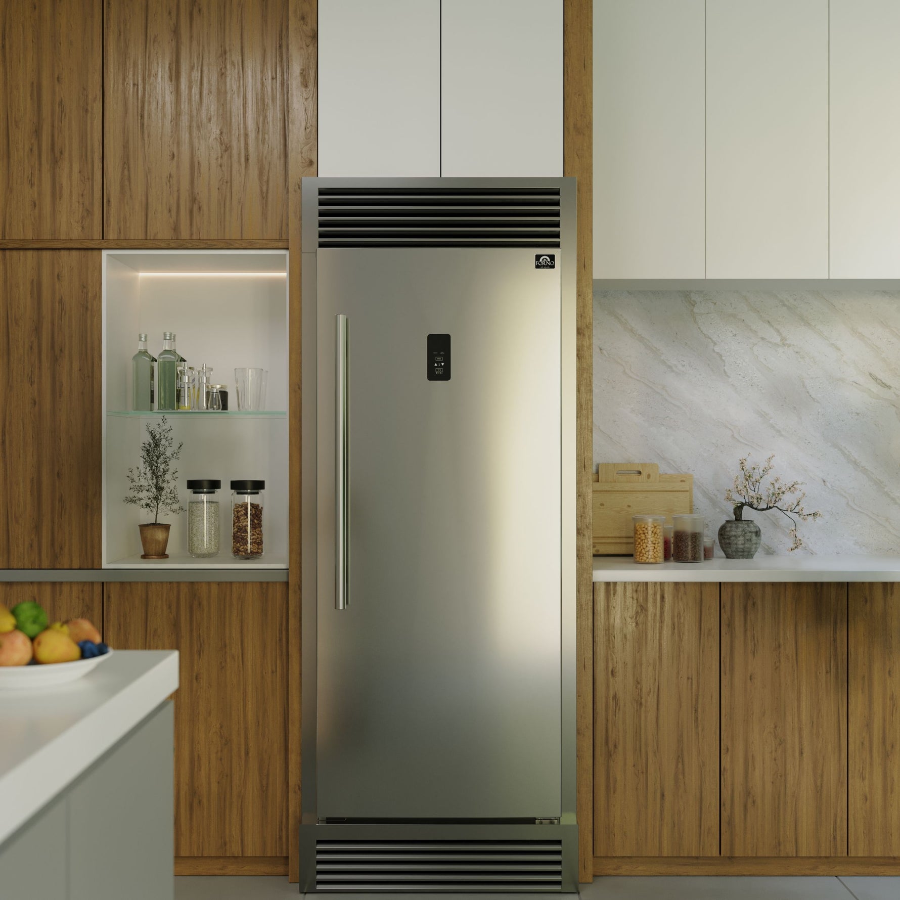 Forno Fortezza 32 Inch Right-Swing Convertible Refrigerator/Freezer with Trim Grill, Stainless Steel, Total No Frost - BonPrix Électroménagers