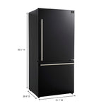 Forno Milano Espresso 31-Inch Bottom Freezer Refrigerator, Black, 17.2 cu.ft Capacity, Energy Efficient - BonPrix Électroménagers