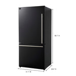 Forno Milano Espresso 31-Inch Black Bottom Freezer Refrigerator, 17.2 Cu. Ft., Energy-Efficient, No Frost, Built-In Ice Maker - BonPrix Électroménagers