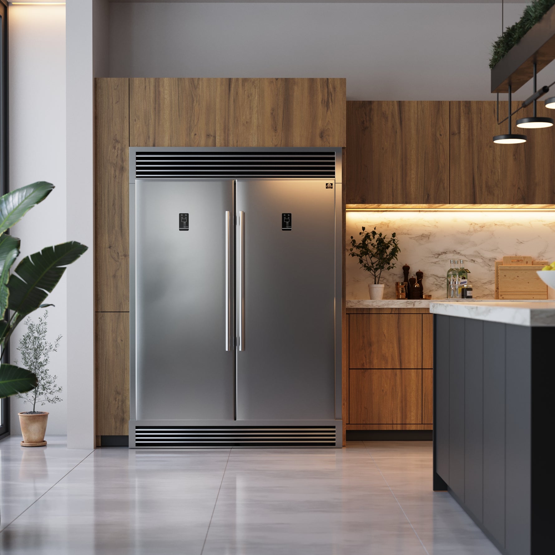 Forno Rizzuto 56-Inch Convertible Refrigerator/Freezer Set, 27.6 cu.ft Total Capacity, Decorative Grill, ENERGY STAR Certified - BonPrix Électroménagers