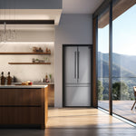 Forno Gallipoli 30-Inch French Door Refrigerator with Bottom Freezer, 17.5 cu.ft Capacity, Stainless Steel, No Frost Technology, Built-In Ice Maker, Energy Efficient - BonPrix Électroménagers