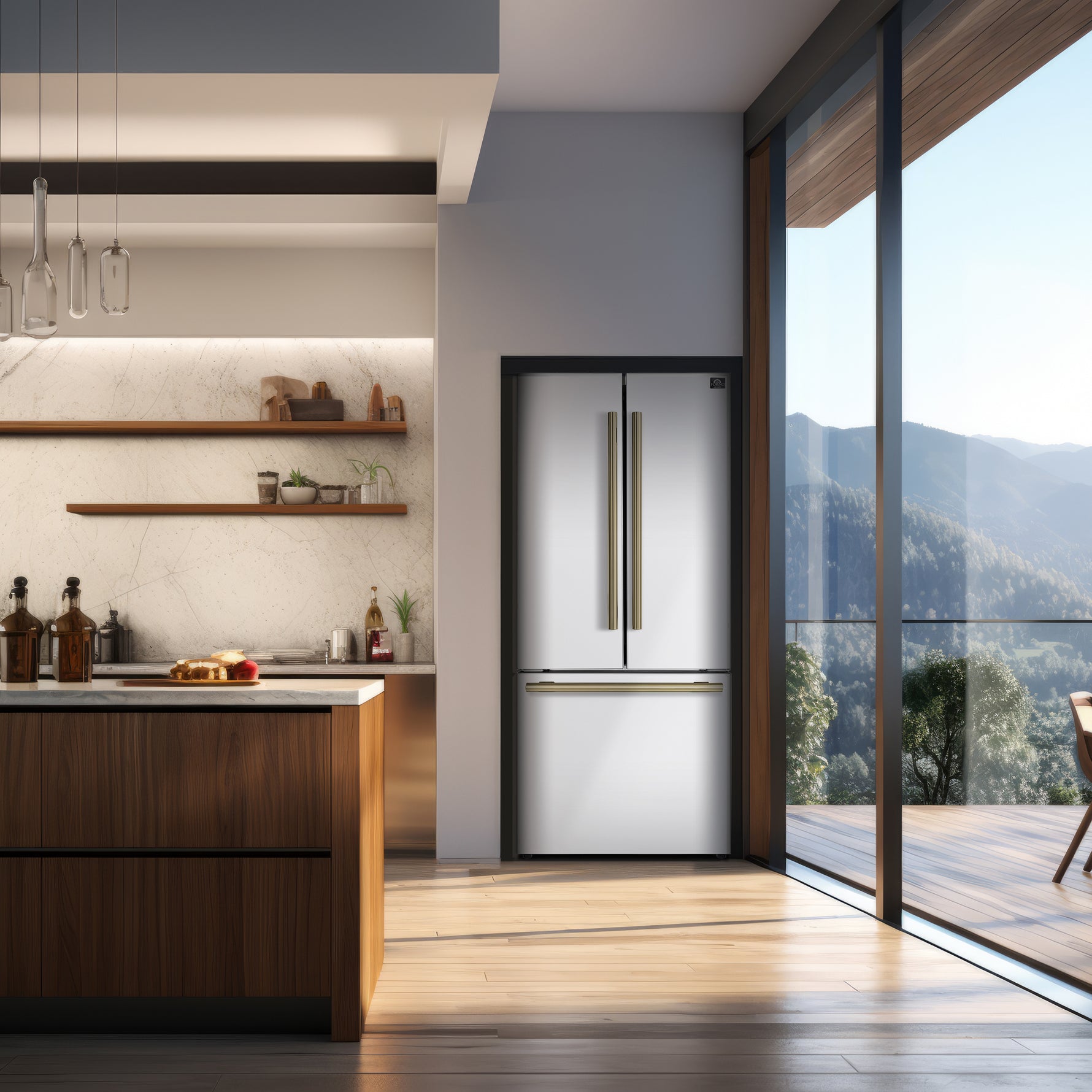 Forno Gallipoli Espresso 30-Inch White French Door Refrigerator, Bottom Freezer, 17.5 Cu. Ft., No Frost, Ice Maker - BonPrix Électroménagers
