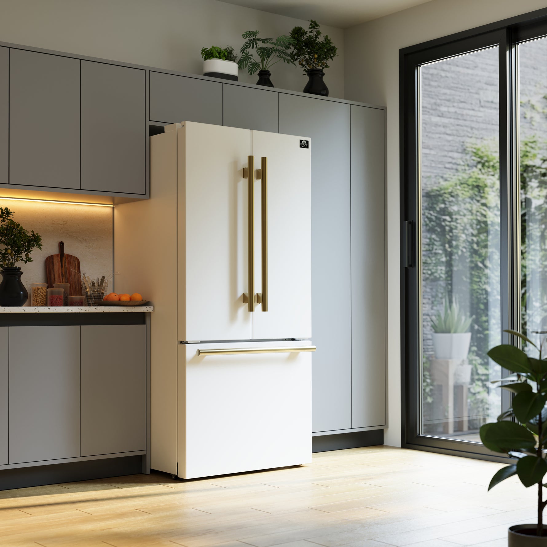 Forno Gallipoli Espresso 30-Inch White French Door Refrigerator, Bottom Freezer, 17.5 Cu. Ft., No Frost, Ice Maker - BonPrix Électroménagers
