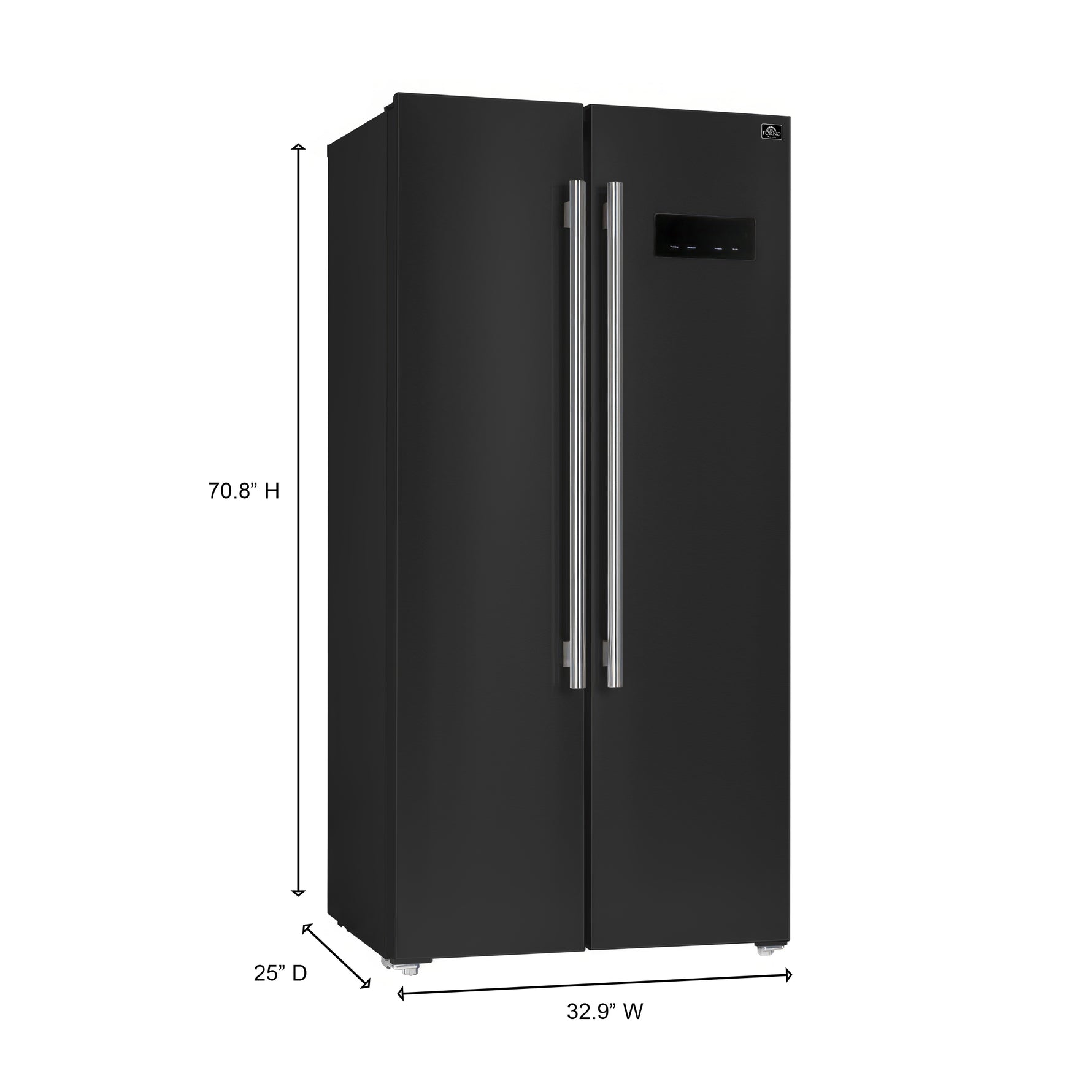 Forno Salerno Espresso 33-Inch Black Side-by-Side Refrigerator, 15.6 Cu. Ft., Energy-Efficient, No Frost, Modern Design - BonPrix Électroménagers