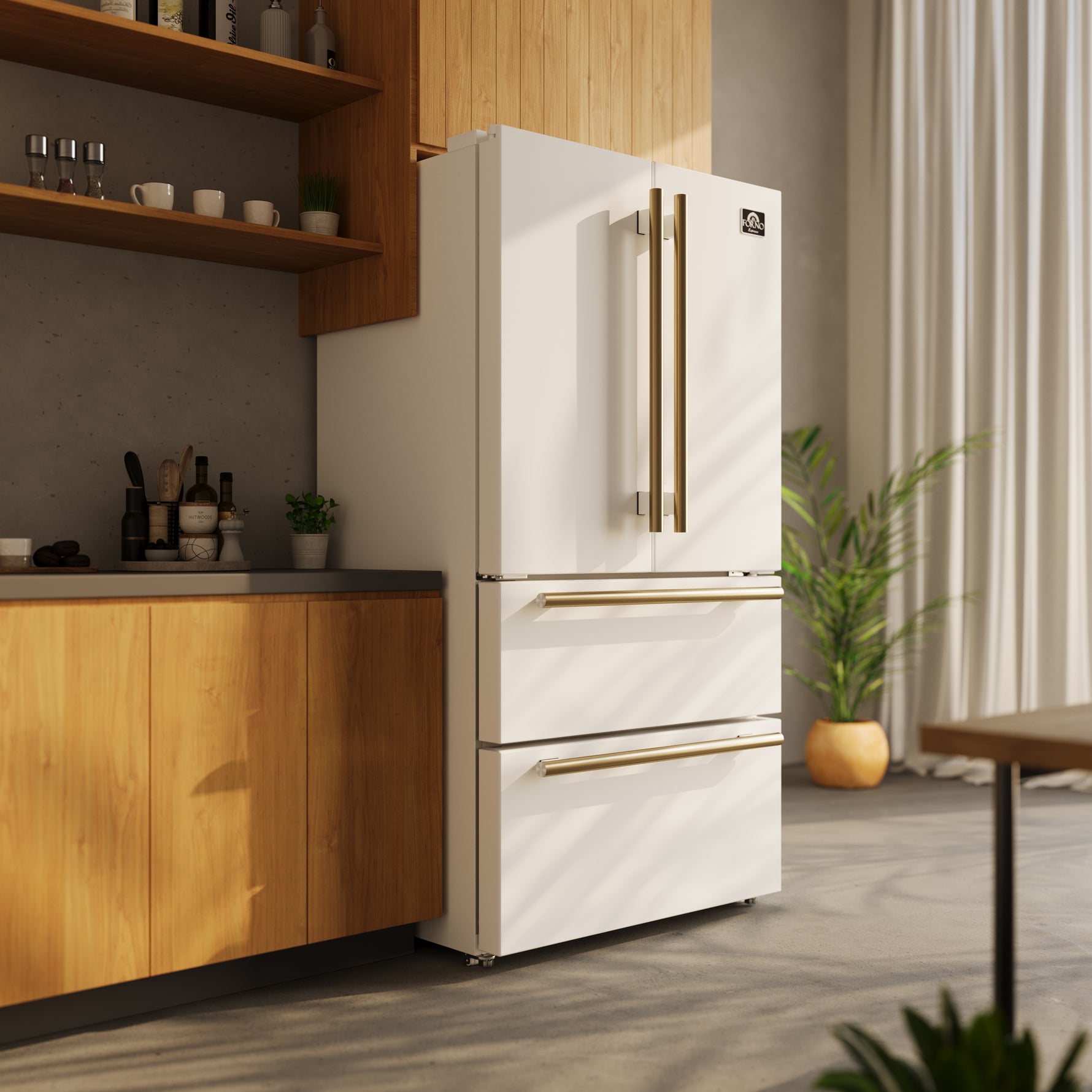 Forno Moena Espresso 36-Inch White French Door Refrigerator, 19.2 Cu. Ft., Frost-Free, Automatic Ice Maker, ENERGY STAR Certified - BonPrix Électroménagers