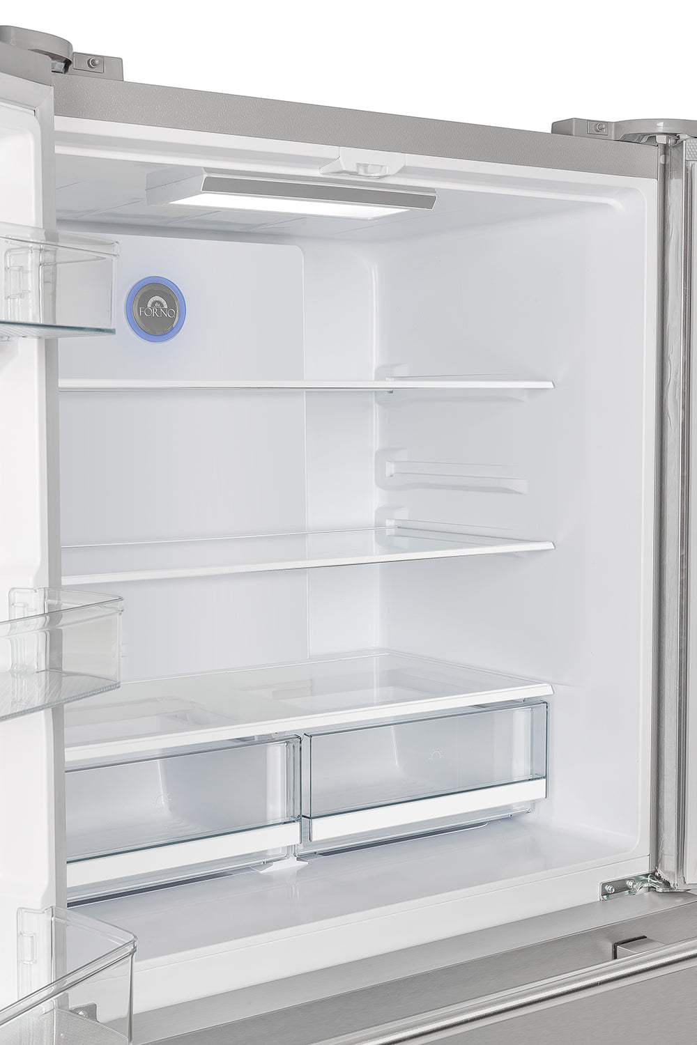 Forno Moena 40-Inch French Door Refrigerator, Stainless Steel, 19.2 cu.ft, Modern Decorative Grill, ENERGY STAR Certified - BonPrix Électroménagers