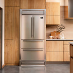 Forno Moena 40-Inch French Door Refrigerator, Stainless Steel, 19.2 cu.ft, Modern Decorative Grill, ENERGY STAR Certified - BonPrix Électroménagers