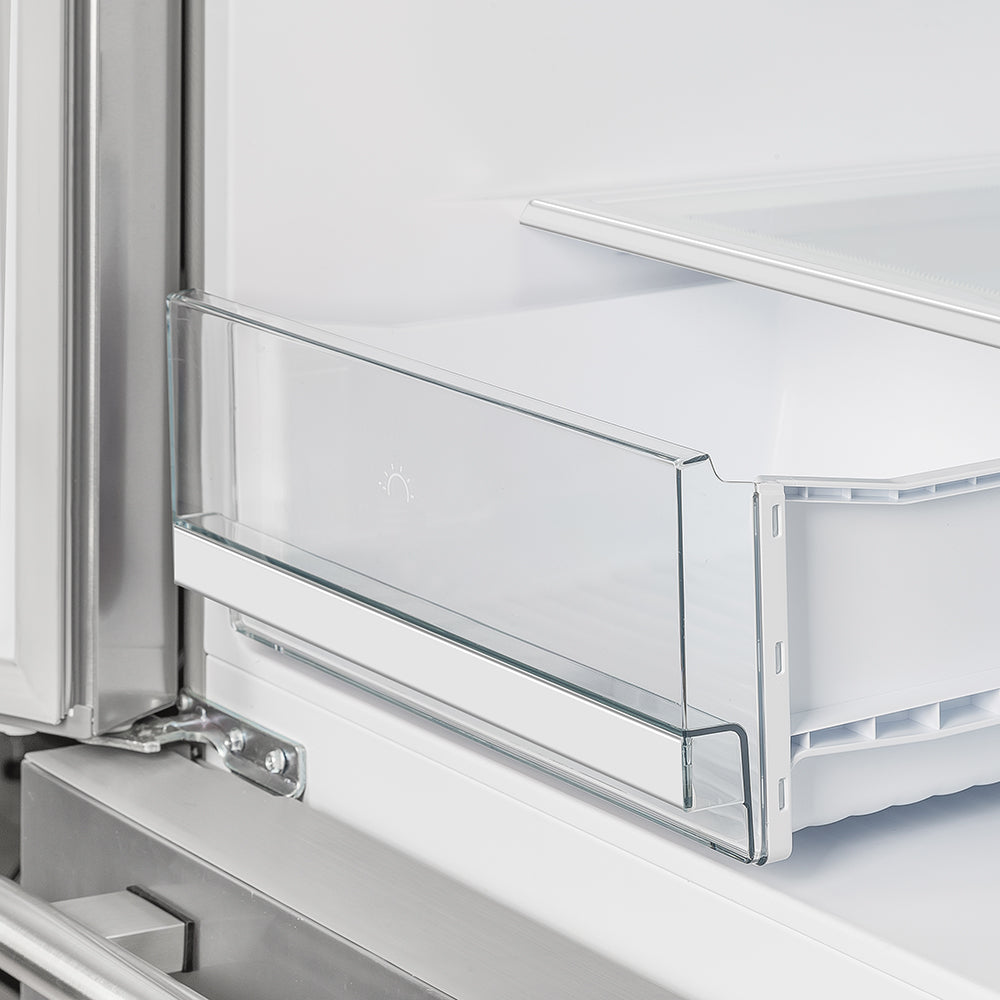 Forno Moena 40-Inch French Door Refrigerator, Stainless Steel, 19.2 cu.ft, Decorative Grill, ENERGY STAR Certified - BonPrix Électroménagers