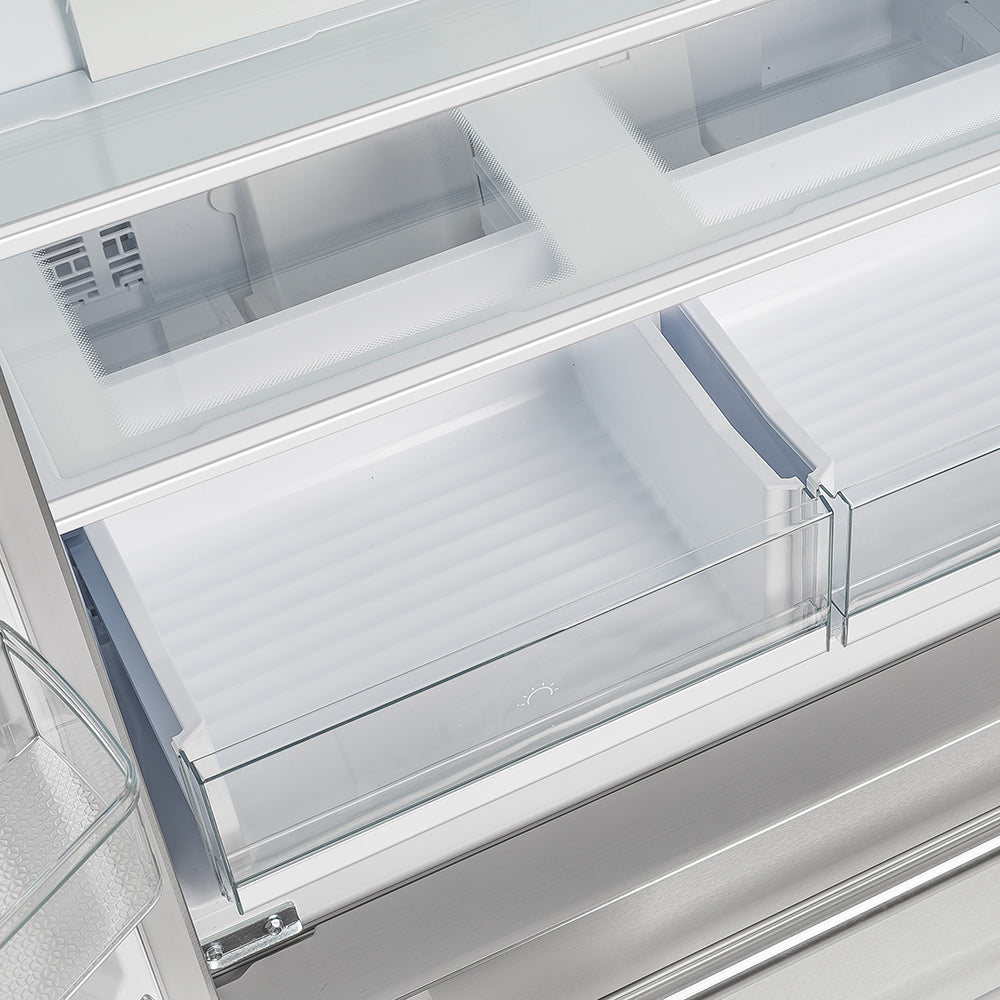 Forno Moena 40-Inch French Door Refrigerator, Stainless Steel, 19.2 cu.ft, Decorative Grill, ENERGY STAR Certified - BonPrix Électroménagers