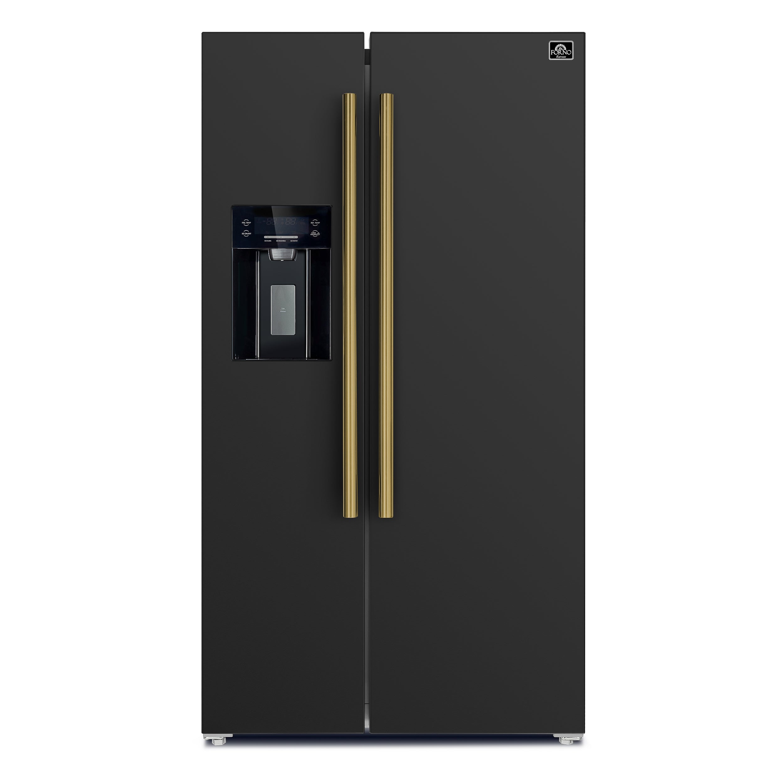Forno Salerno Espresso 36-Inch Black Side-by-Side Refrigerator, 20 Cu. Ft., Frost-Free, Ice & Water Dispenser, ENERGY STAR Certified - BonPrix Électroménagers