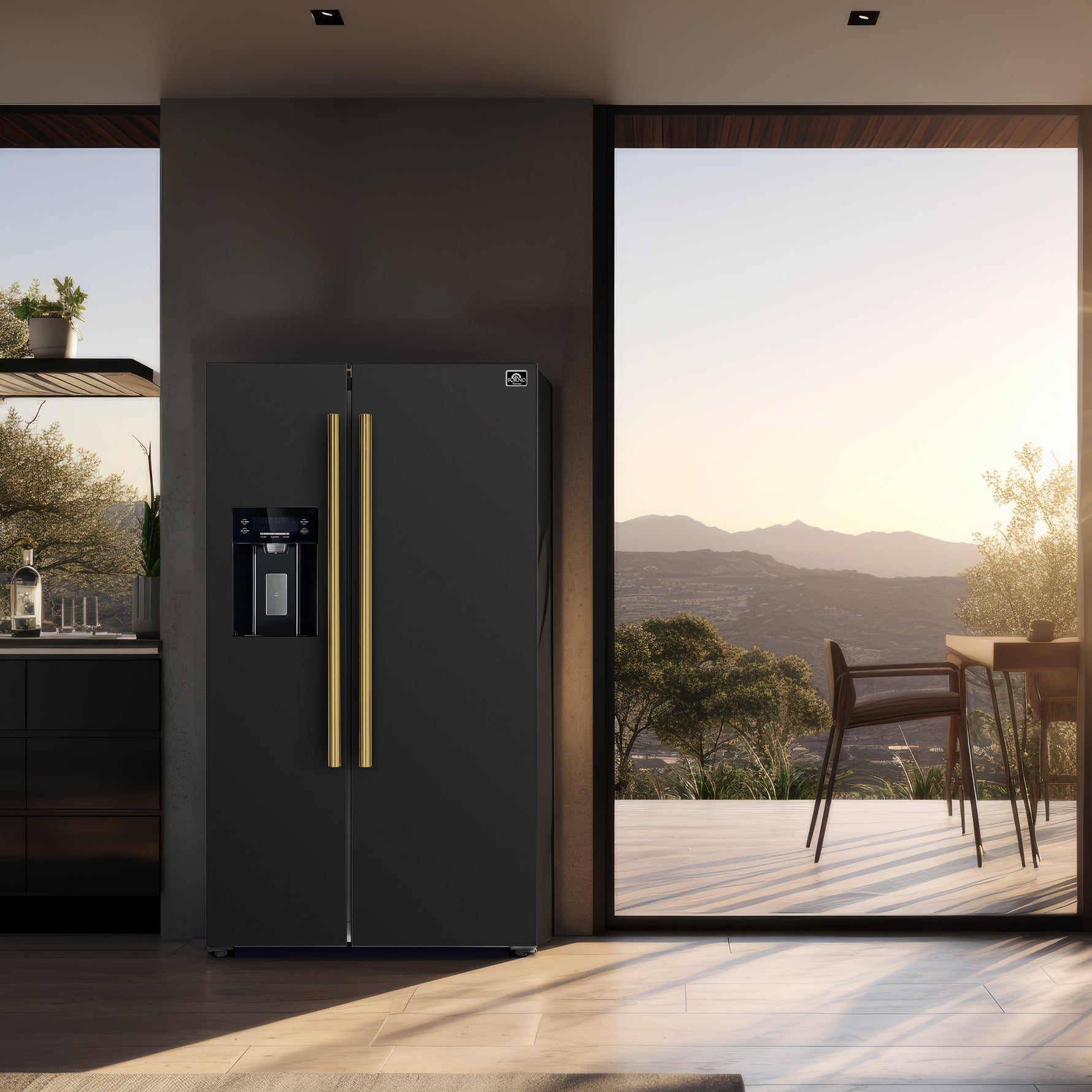 Forno Salerno Espresso 36-Inch Black Side-by-Side Refrigerator, 20 Cu. Ft., Frost-Free, Ice & Water Dispenser, ENERGY STAR Certified - BonPrix Électroménagers