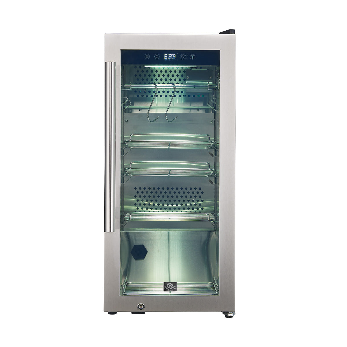 Forno Asciutto 16-Inch Dry Aging Cabinet, Stainless Steel 304, 2.65 cu.ft, LED Lighting, Adjustable Shelves - BonPrix Électroménagers