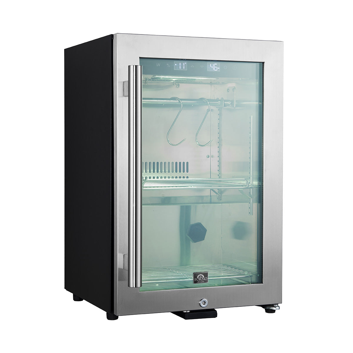 Forno Asciutto 17-Inch Dry Aging Cabinet, Stainless Steel 304, 1.84 cu.ft, LED Lighting, Adjustable Shelves - BonPrix Électroménagers