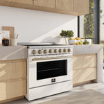 Forno Paolo 36 Inch White Freestanding Electric Range, Stainless Steel, 5.44 cu.ft, True Convection Oven, Energy Efficient - BonPrix Électroménagers