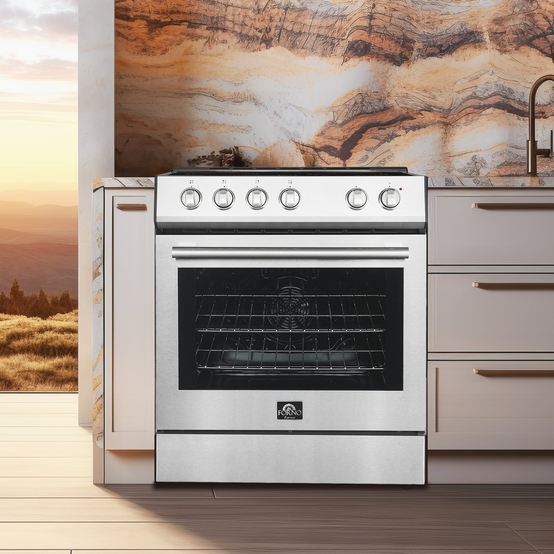 Forno Leonardo Espresso 30-Inch Stainless Steel Electric Range, True Convection, Energy Efficient - BonPrix Électroménagers