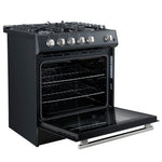 Forno Leonardo Espresso 30-Inch Black Gas Range, 5 Burners, 39,500 BTU, 5 cu.ft Convection Oven - BonPrix Électroménagers