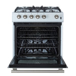 Forno Leonardo Espresso 30-Inch White Gas Range, 5 Burners, 39,500 BTU, 5 cu.ft Convection Oven - BonPrix Électroménagers